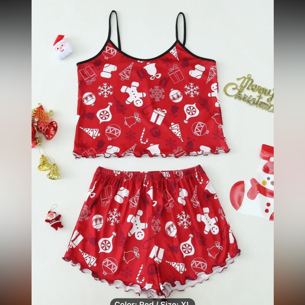 NWOT Women’s Red PJ Shorts Set w/gingerbread